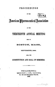 Cover of: [Proceedings.]: General index to volumes one to fifty of the Proceedings of the American Pharmaceutical Association from 1852 to 1902, inclusive.