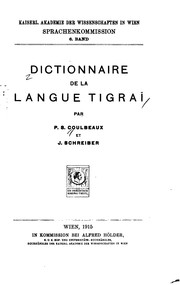 Cover of: Dictionnaire de la langue tigraï by P. S. Coulbeaux, J . Schreiber