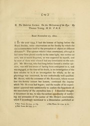 Cover of: The Bakerian lecture. On the mechanism of the eye by Young, Thomas