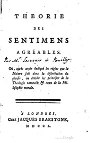 Cover of: Théorie des sentimens agréables. by Louis-Jean Lévesque de Pouilly