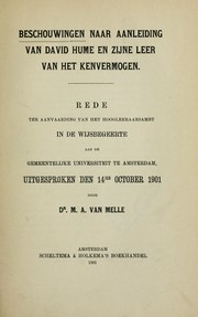 Beschouwingen naar aanleiding van David Hume en zijne leer van het kenvormogen by Marinus Antoni van Melle