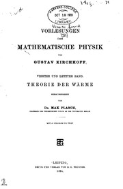 Cover of: Vorlesungen über mathematische Physik by Gustav Robert Kirchhoff, Kurt Hensel, Max Planck