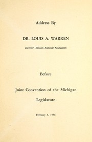 Cover of: Address before joint convention of the Michigan legislature, February 8, 1956