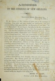 Cover of: Address to the citizens of New Orleans: Executive Office, Shreveport, La., January 30, 1864