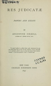 Cover of: Res judicatae by Augustine Birrell