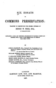 Cover of: Six essays on commons preservation | 