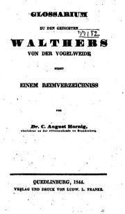 Cover of: Glossarium zu den Gedichten Walthers von der Vogelweide nebst einem ... by August Hornig
