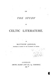 Cover of: On the study of Celtic literature