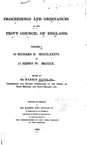 Cover of: Proceedings and Ordinances of the Privy Council of England ...