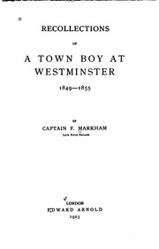 Cover of: Recollections of a town boy at Westminster, 1849-1855