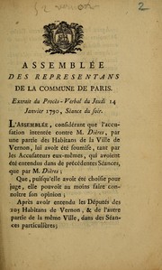 Cover of: Assemblée des representans de la Commune de Paris: extrait du Procés-Verbal du Jeudi 14 Janvier 1790, séance du soir