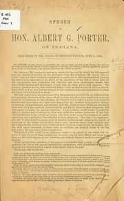 Cover of: Speech of Hon. Albert G. Porter, of Indiana.
