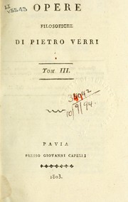 Cover of: Opere filosofiche by Pietro Verri