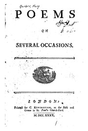 Cover of: Poems on Several Occasions