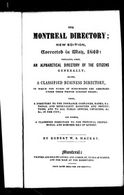 Cover of: The Montreal directory by Robert W. Stuart Mackay