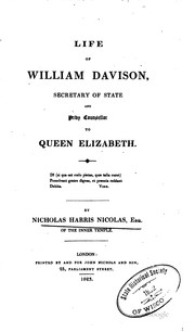 Cover of: Life of William Davison: Secretary of State and Privy Counsellor to Queen Elizabeth.