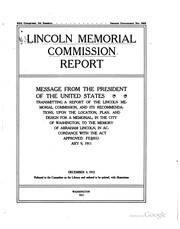 Cover of: Lincoln memorial commission report. by United States. Lincoln Memorial Commission.