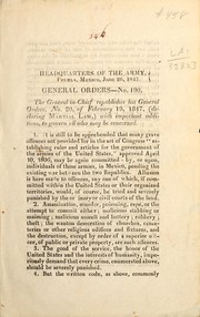 Cover of: Headquarters of the Army, Puebla, Mexico, June 26, 1847: general orders