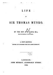 Cover of: Life of Sir Thomas Munro