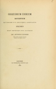 Cover of: Graecorum codicum manuscriptorum qui Panormi in R. Bibliotheca asservantur specimen by Andrew of Crete, Saint, Antonio Pennino