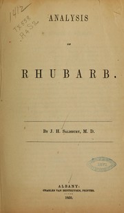 Cover of: Analysis of rhubarb
