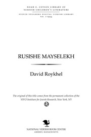 Cover of: Rusishe mayśelekh: Dos rivele