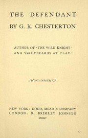 Cover of: The defendant by Gilbert Keith Chesterton
