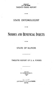 Cover of: Report of the Illinois State Entomologist Concerning Operations Under the Horticultural ... by Illinois State Entomologist