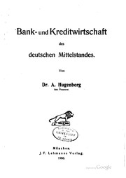 Cover of: Bank- und Kreditwirtschaft des deutschen Mittelstandes.