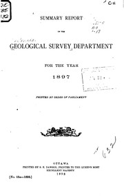 Cover of: Summary Report of the Geological Survey Dept by Geological Survey of Canada