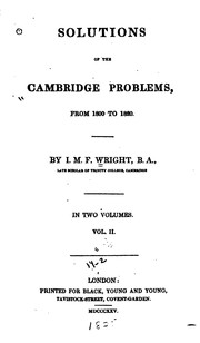 Cover of: Solutions of the Cambridge Problems: From 1800 to 1820