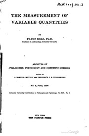 Cover of: The measurement of variable quantities by Franz Boas