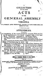 Cover of: A Collection of All Such Acts of the General Assembly of Virginia of a ...