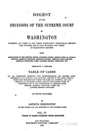 Cover of: Digest of the decisions of the Supreme Court of Washington | Arthur Remington