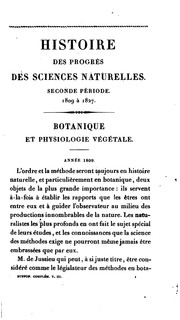 Cover of: Histoire des progres des sciences naturelles depuis 1789 jusqu'a 1831