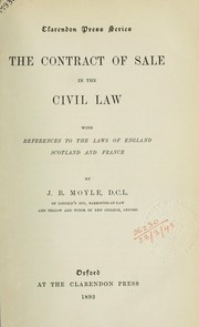 Cover of: The contract of sale in the civil law: with references to the laws of England, Scotland and France