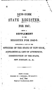 Cover of: The New York State Register, for 1843: Containing an Almanac, Civil Divisions, and Census of the ...