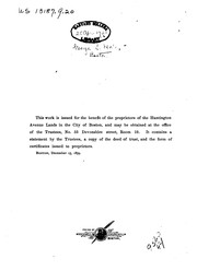 A Statement in Regard to the Huntington Avenue Lands, in the City of Boston by Trustees of the Huntington Avenue Lands , Franklin Haven , Alexander Hamilton Rice, Peleg Whitman Chandler