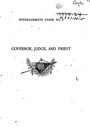 Cover of: Governor, Judge, and Priest: Detroit, 1805-1815 : a Paper Read Before the ...