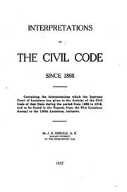 Cover of: Interpretations of the Civil Code Since 1898: Contining the Interpretations ... by Jacob Brooks Herold