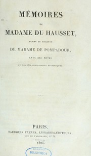 Cover of: Mémoires de madame Du Hausset: femme de chambre de madame dePompadour.