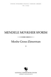 Cover of: Mendele Moykher Sforim: fragmenṭen ṿegen zayn liṭerarisher perzenlikhḳayṭ