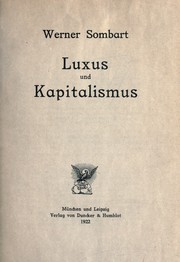 Cover of: Luxus und Kapitalismus by Werner Sombart