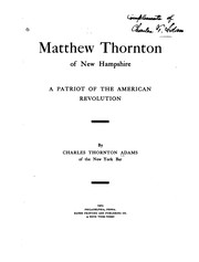 Cover of: Matthew Thornton of New Hampshire by Charles Thornton Adams