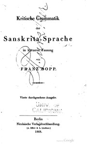 Cover of: Kritische Grammatik der Sanskrita-Sprache in kürzerer Fassung by Franz Bopp