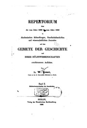 Repertorium über die vom Jahre 1800 bis zum Jahre 1850 in akademischen .. by W. Koner