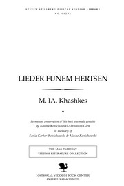 Cover of: Lieder funem hertsen by M. I︠A︡ Khashkes