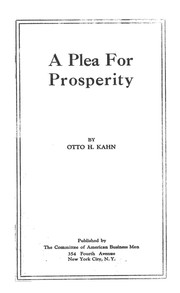 Cover of: A plea for prosperity