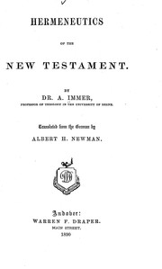 Cover of: Hermeneutics of the New Testament