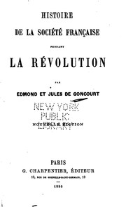 Cover of: Histoire de la société française pendant la Révolution